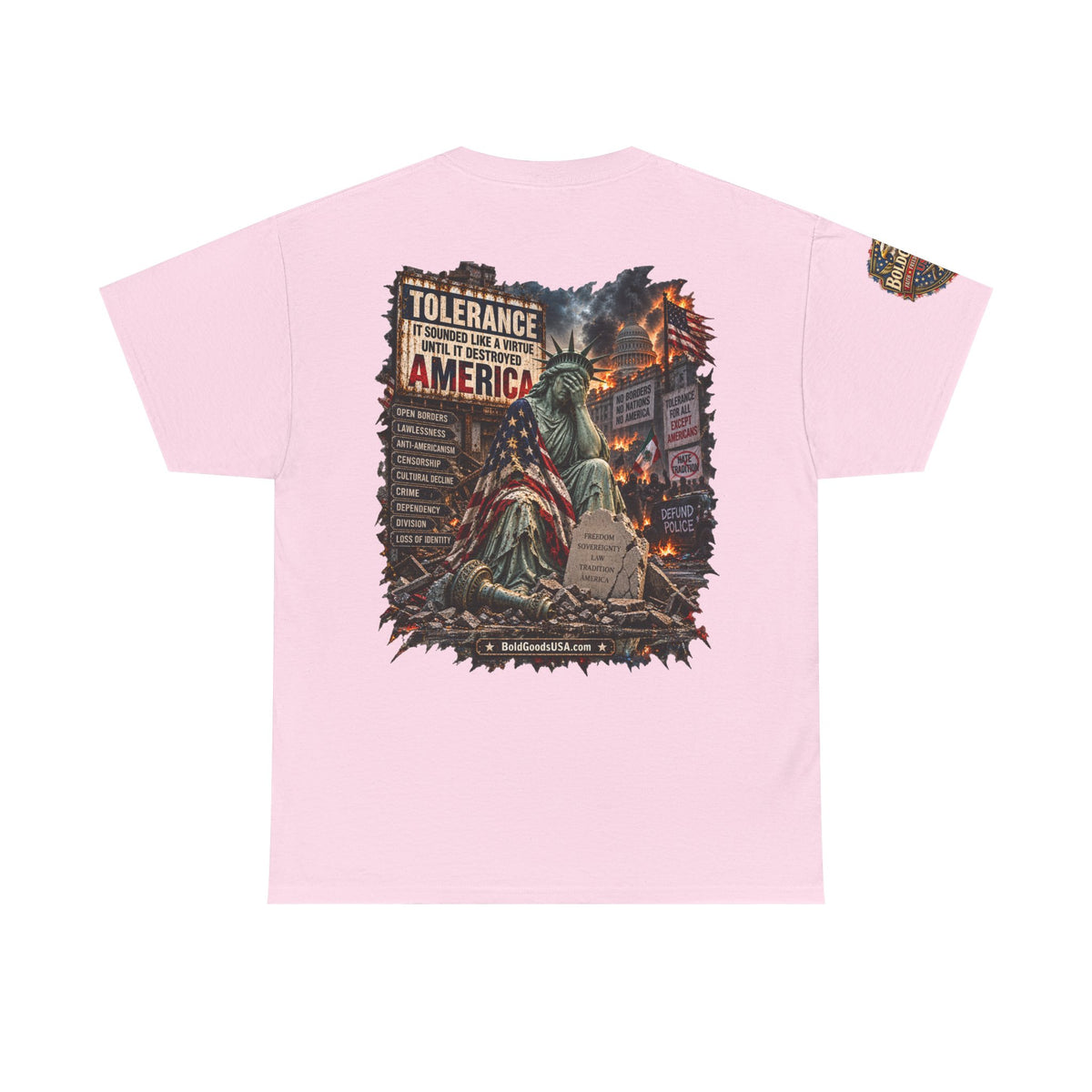 Tolerance — Graphic T-Shirt | Back Print + Sleeve Logo