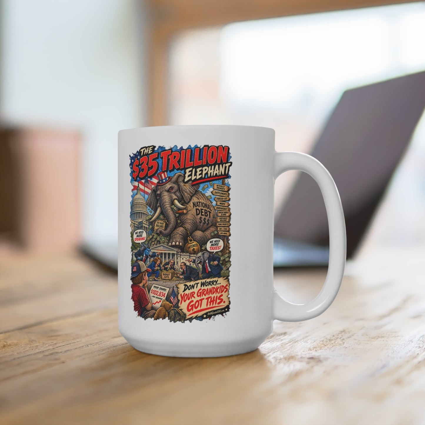 35 Trillion Elephant - Political Satire 15oz Mug