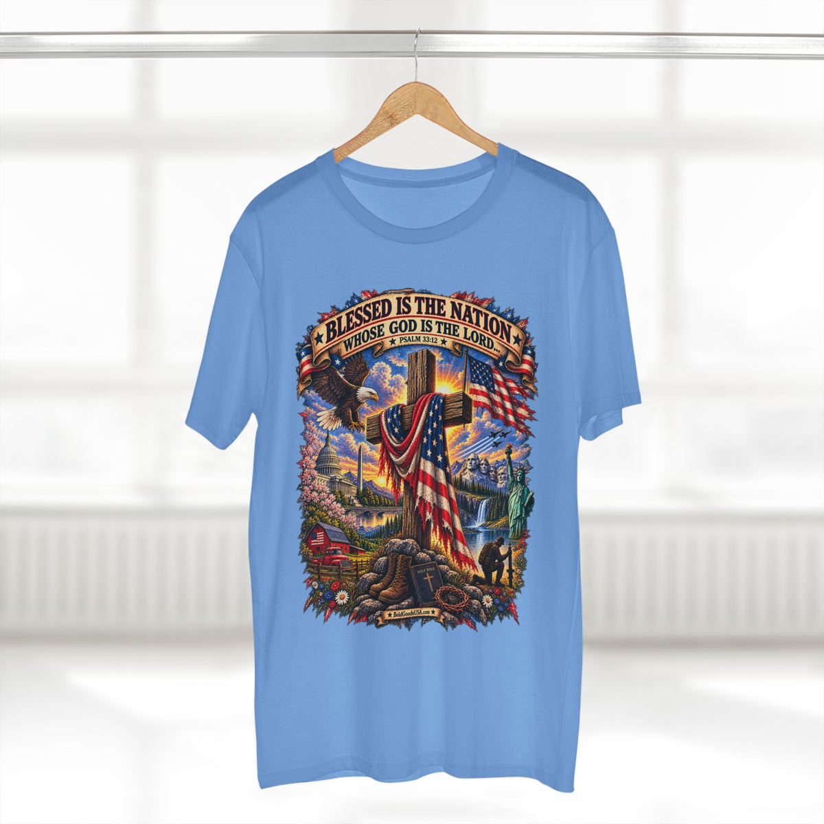 Blessed Is The Nation – Christian Patriotic Graphic T-Shirt | Front Print