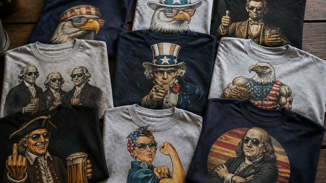 Satirical American Spirit Graphic Shirts: 10 Bold Designs