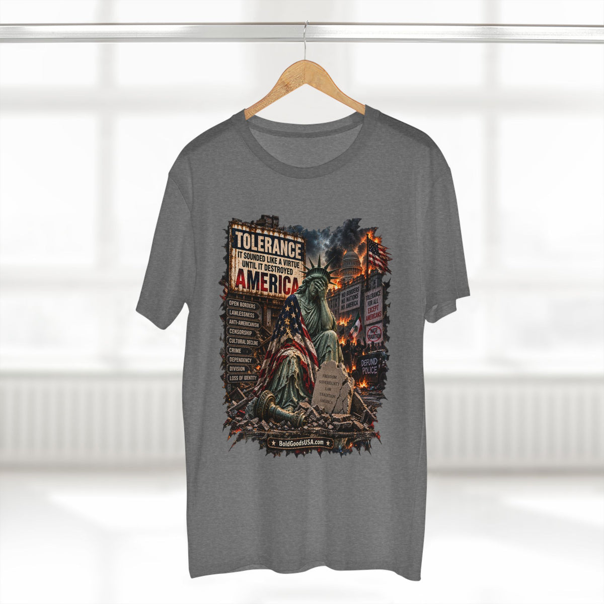 Tolerance – Political Satire Graphic T-Shirt | Front Print