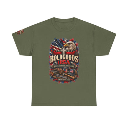 Boldgoods USA Eagle – Patriotic Graphic T-Shirt | Front Print + Sleeve Logo