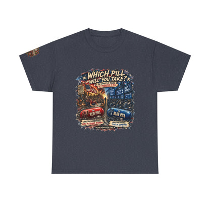 Red or Blue Pill –  Graphic T-Shirt | Front Print + Sleeve Logo