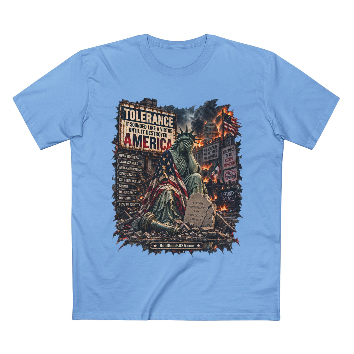 Tolerance – Political Satire Graphic T-Shirt | Front Print