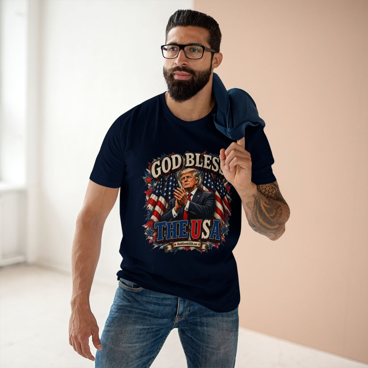 God Bless The USA – Patriotic Graphic T-Shirt | Front Print
