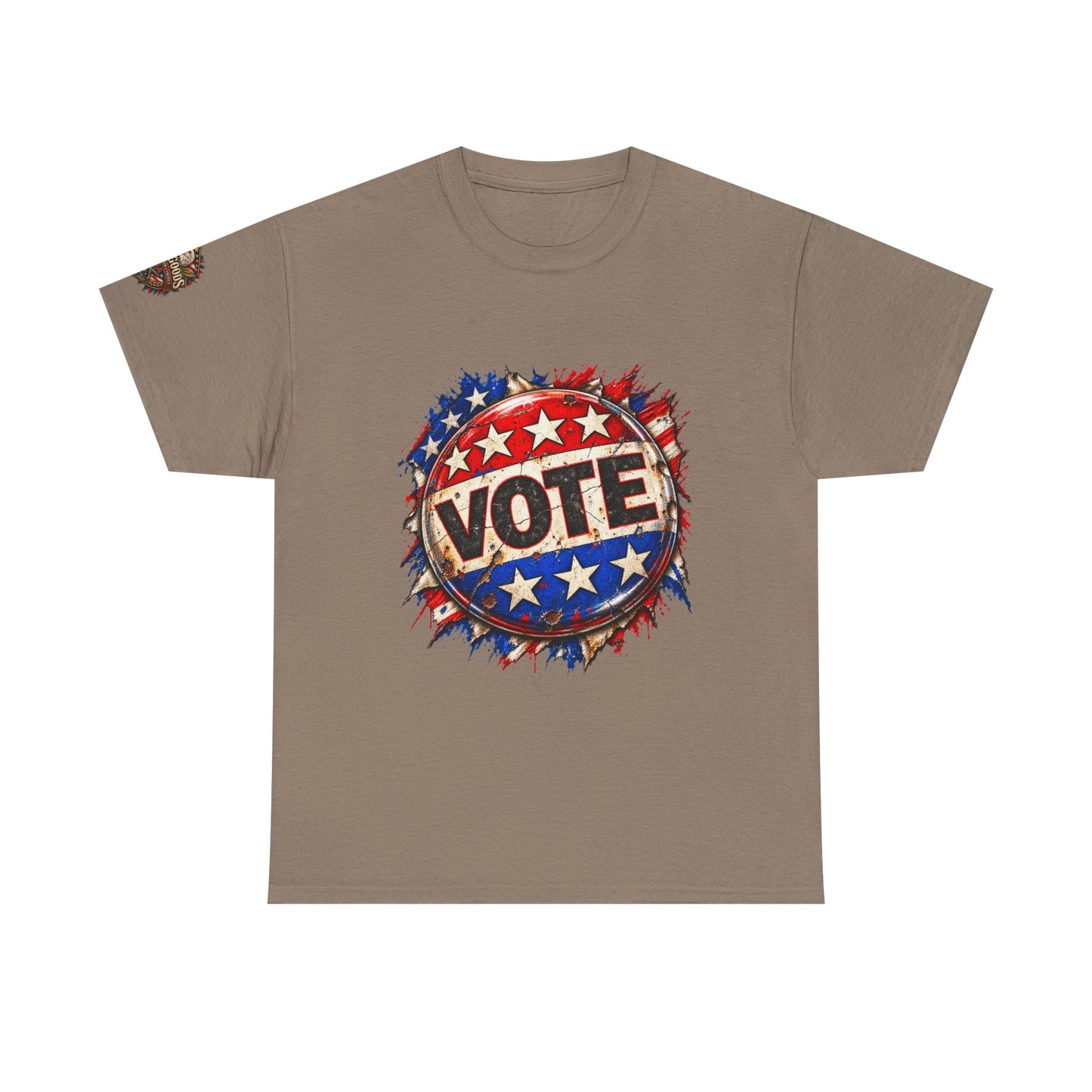 Vote Retro - Patriotic Graphic T-Shirt | Front Print + Sleeve Logo