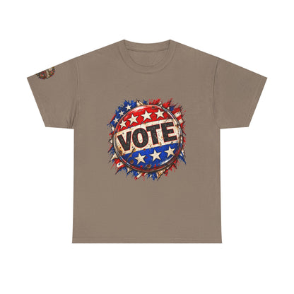 Vote Retro - Patriotic Graphic T-Shirt | Front Print + Sleeve Logo