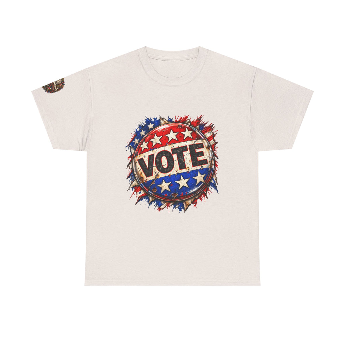 Vote Retro - Patriotic Graphic T-Shirt | Front Print + Sleeve Logo