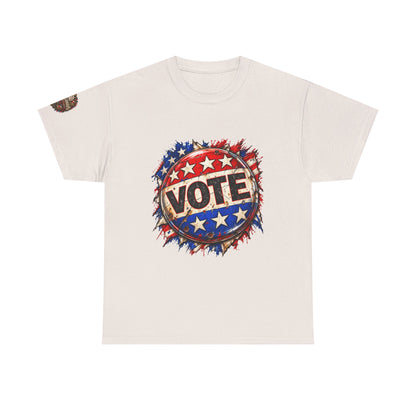 Vote Retro - Patriotic Graphic T-Shirt | Front Print + Sleeve Logo