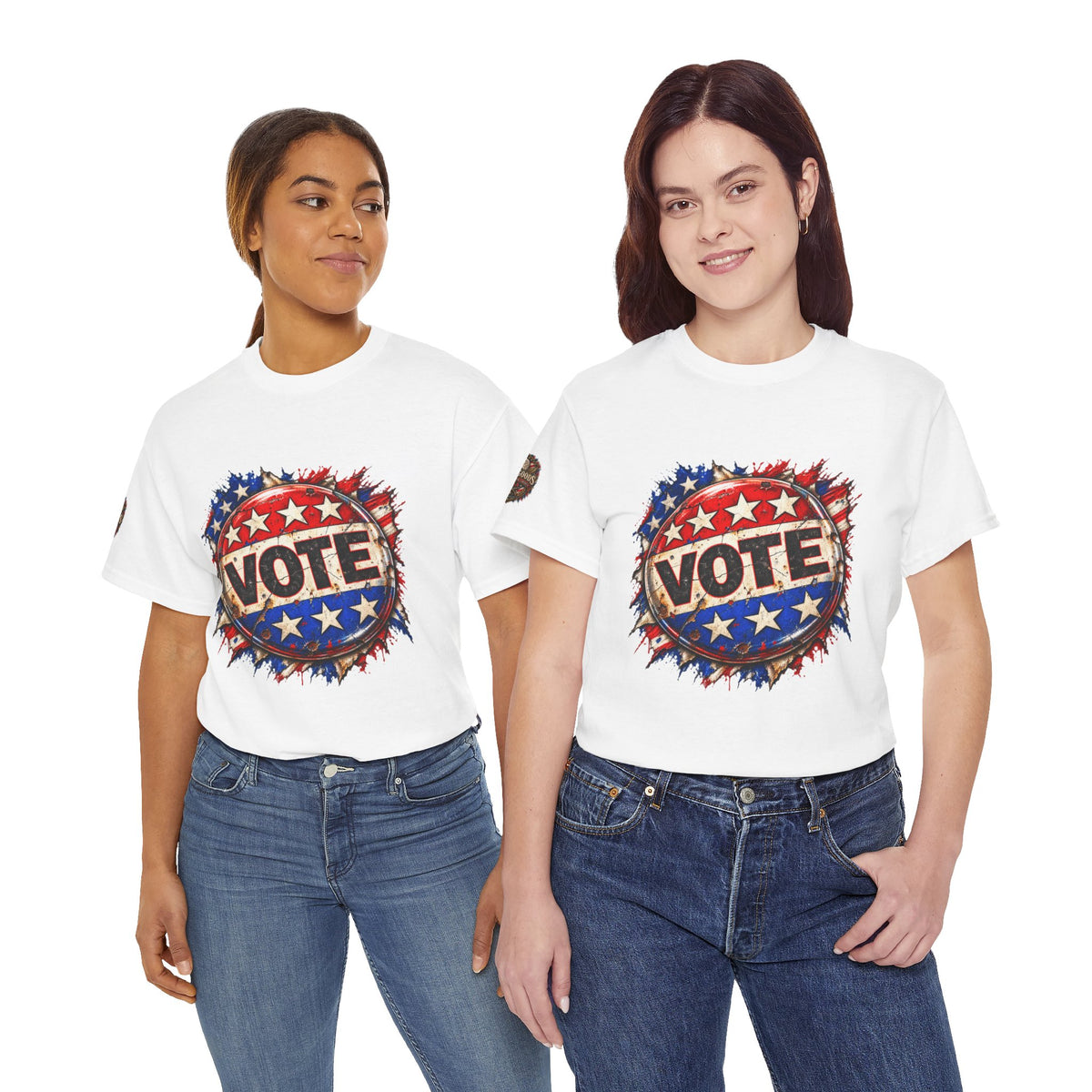 Vote Retro - Patriotic Graphic T-Shirt | Front Print + Sleeve Logo