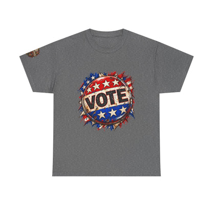 Vote Retro - Patriotic Graphic T-Shirt | Front Print + Sleeve Logo