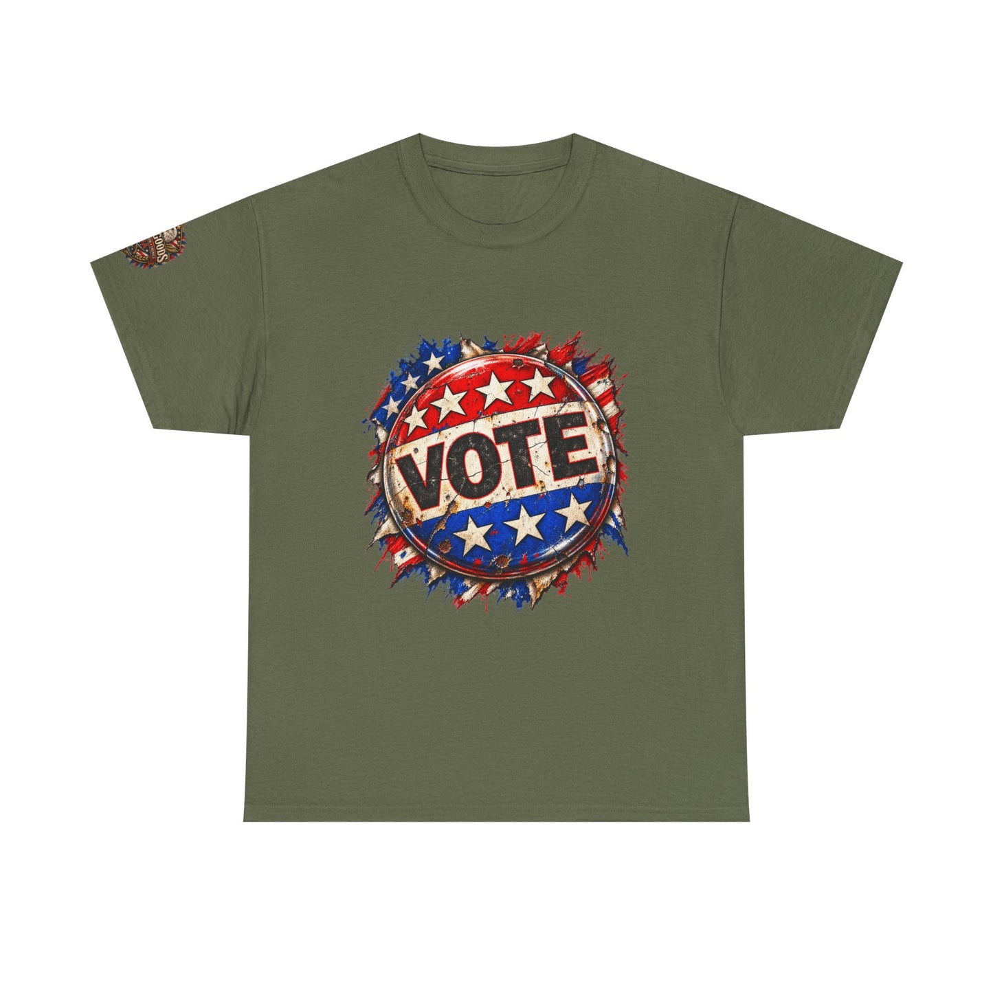Vote Retro - Patriotic Graphic T-Shirt | Front Print + Sleeve Logo