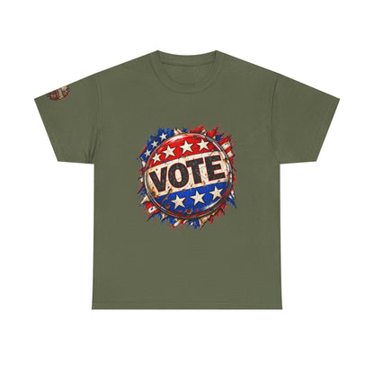 Vote Retro - Patriotic Graphic T-Shirt | Front Print + Sleeve Logo