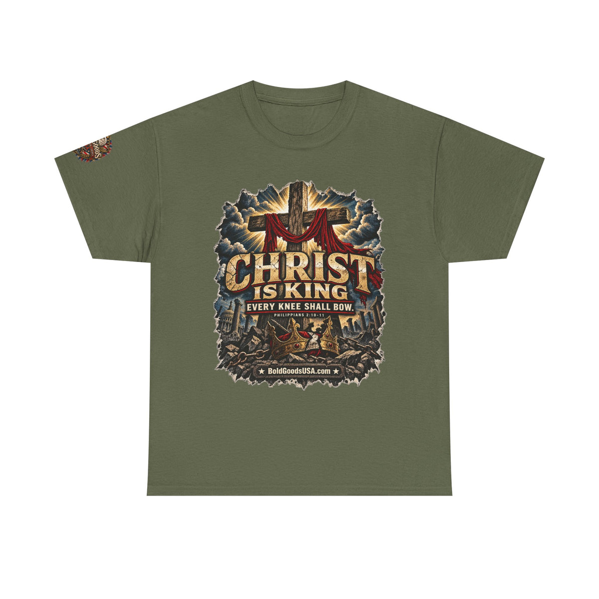 Christ is King –  Graphic T-Shirt | Front Print + Sleeve Logo