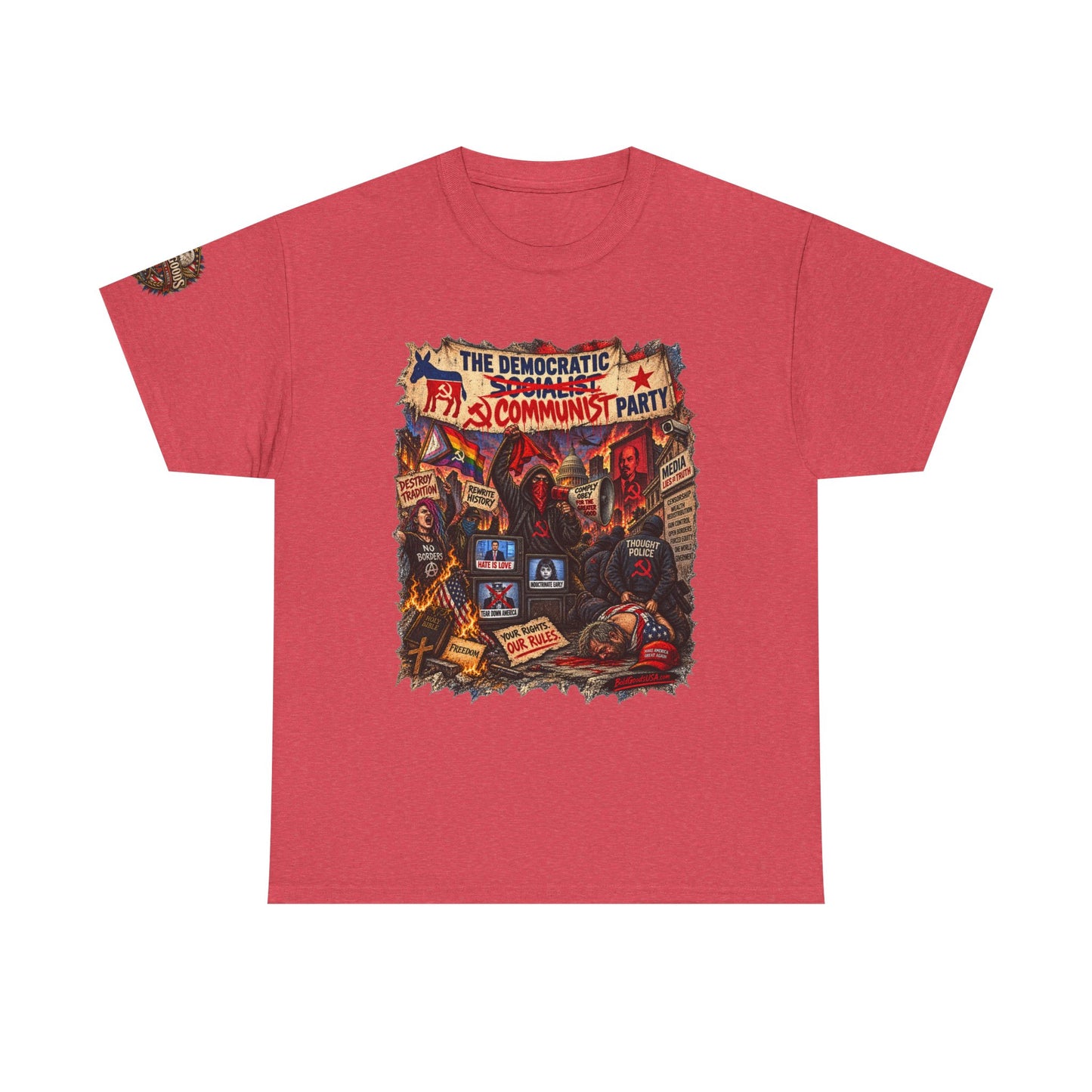 Communist Party - Front Print + Sleeve Logo T-Shirt