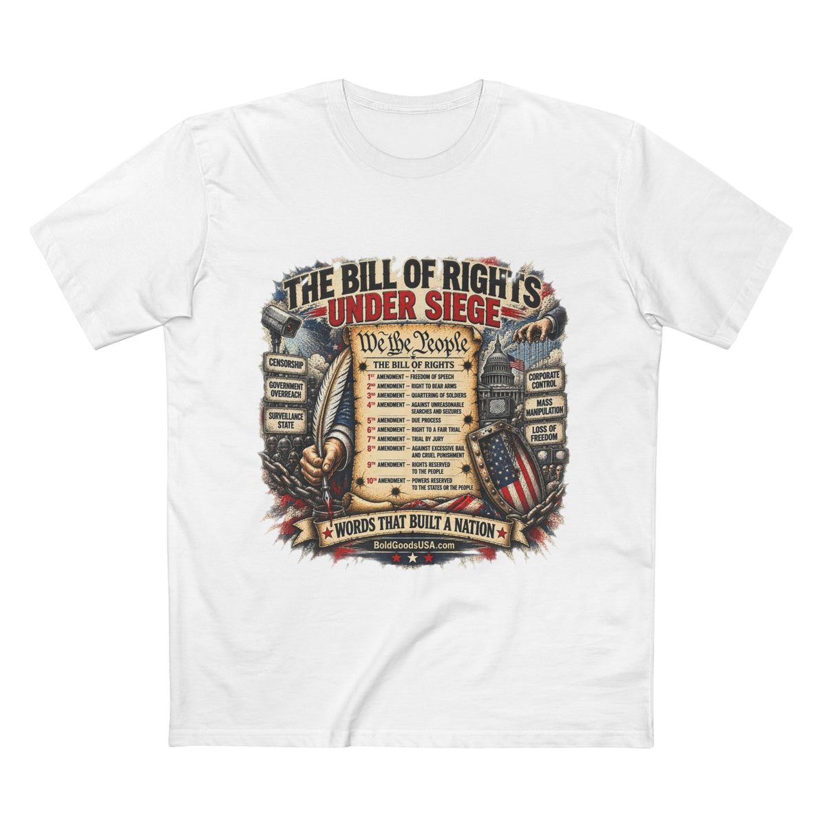 Bill of Rights – American Freedom Graphic T-Shirt | Front Print
