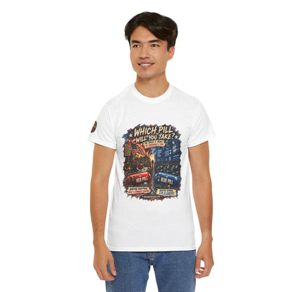 Red or Blue Pill –  Graphic T-Shirt | Front Print + Sleeve Logo