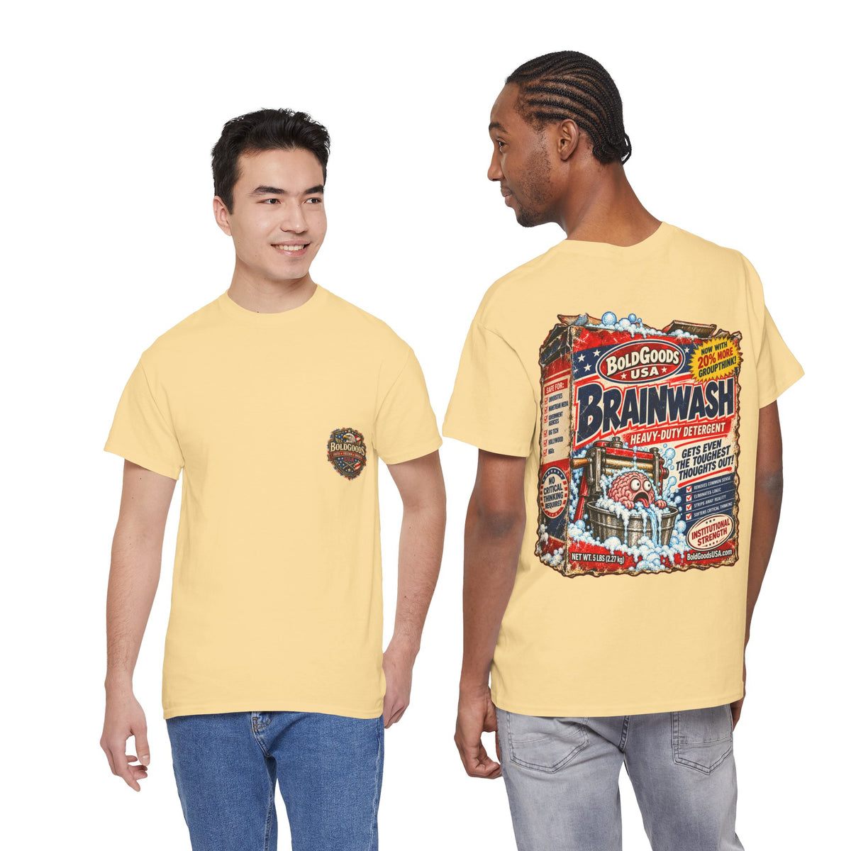 BG Brainwash – Political Satire T-Shirt | Back Print + Chest Logo