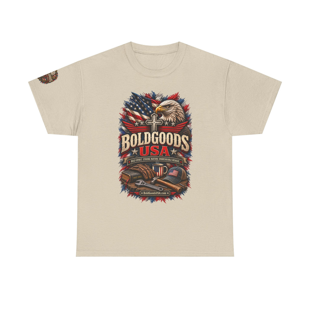 Boldgoods USA Eagle – Patriotic Graphic T-Shirt | Front Print + Sleeve Logo