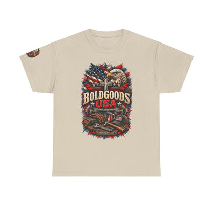 Boldgoods USA Eagle – Patriotic Graphic T-Shirt | Front Print + Sleeve Logo