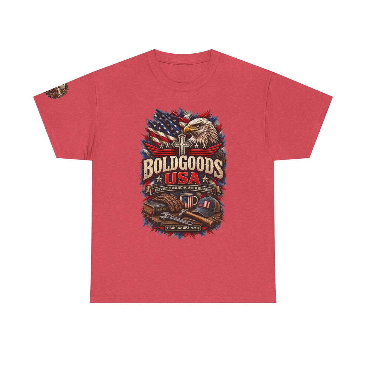 Boldgoods USA Eagle – Patriotic Graphic T-Shirt | Front Print + Sleeve Logo