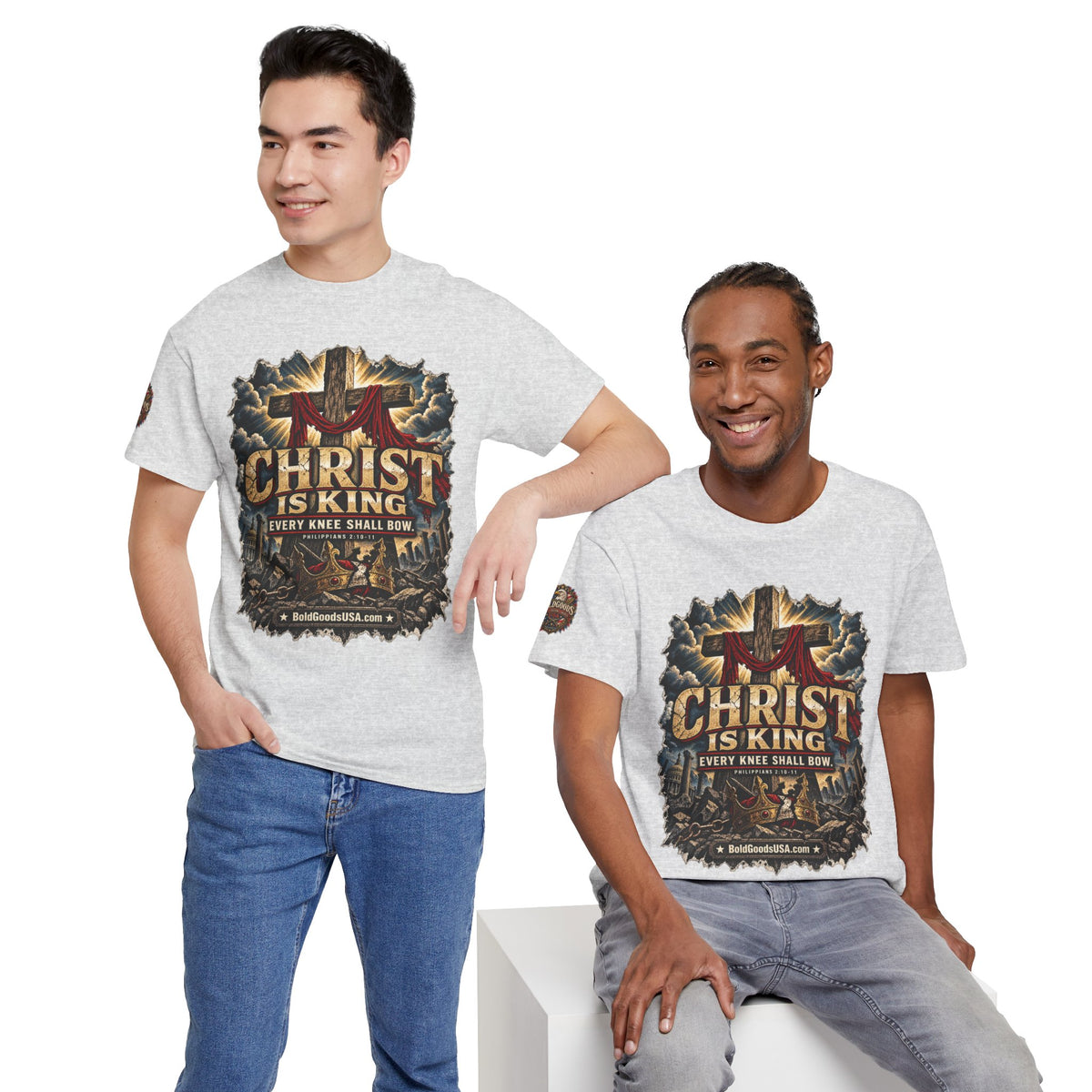 Christ is King –  Graphic T-Shirt | Front Print + Sleeve Logo