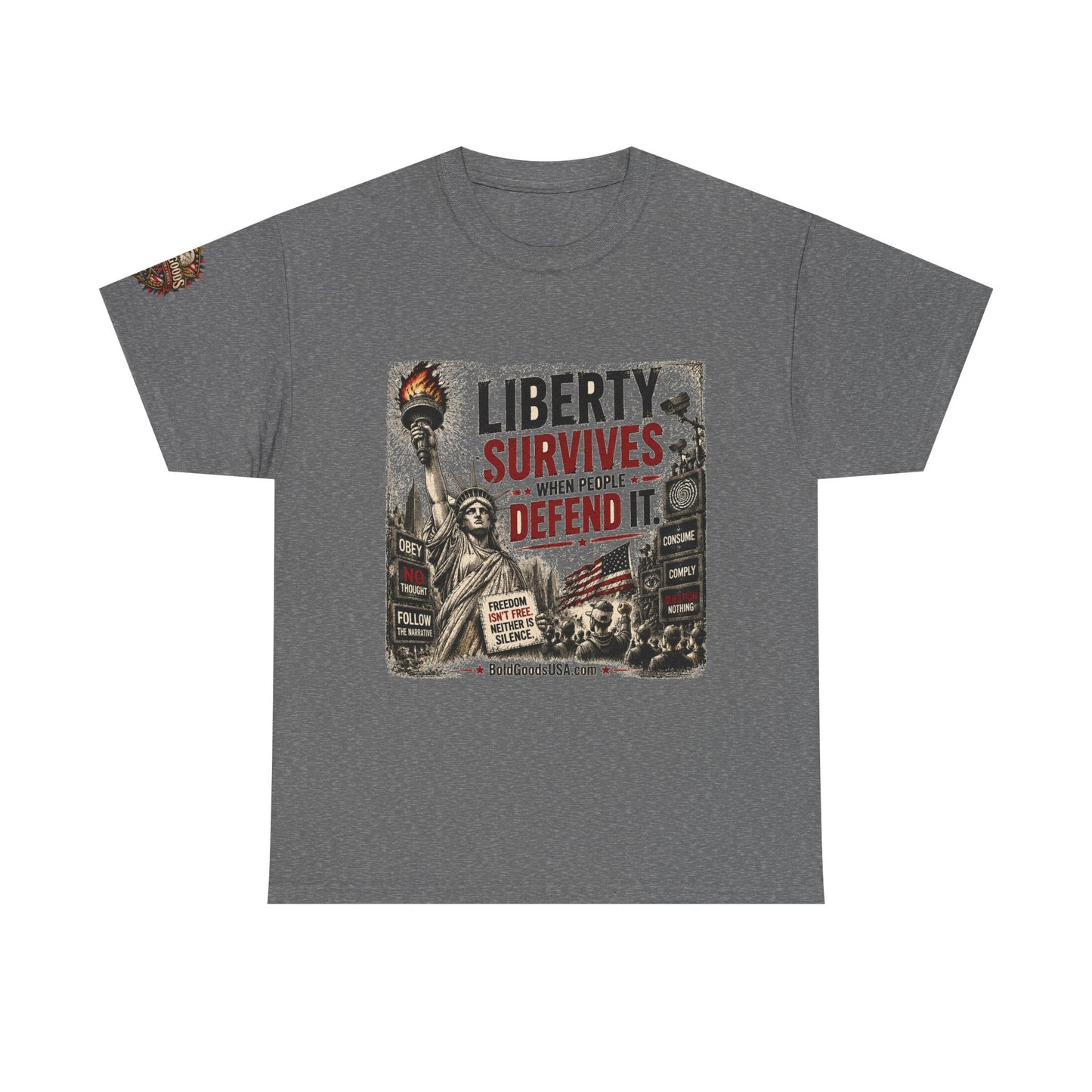 Freedom Isn't Free - Front Print + Sleeve Logo T-Shirt