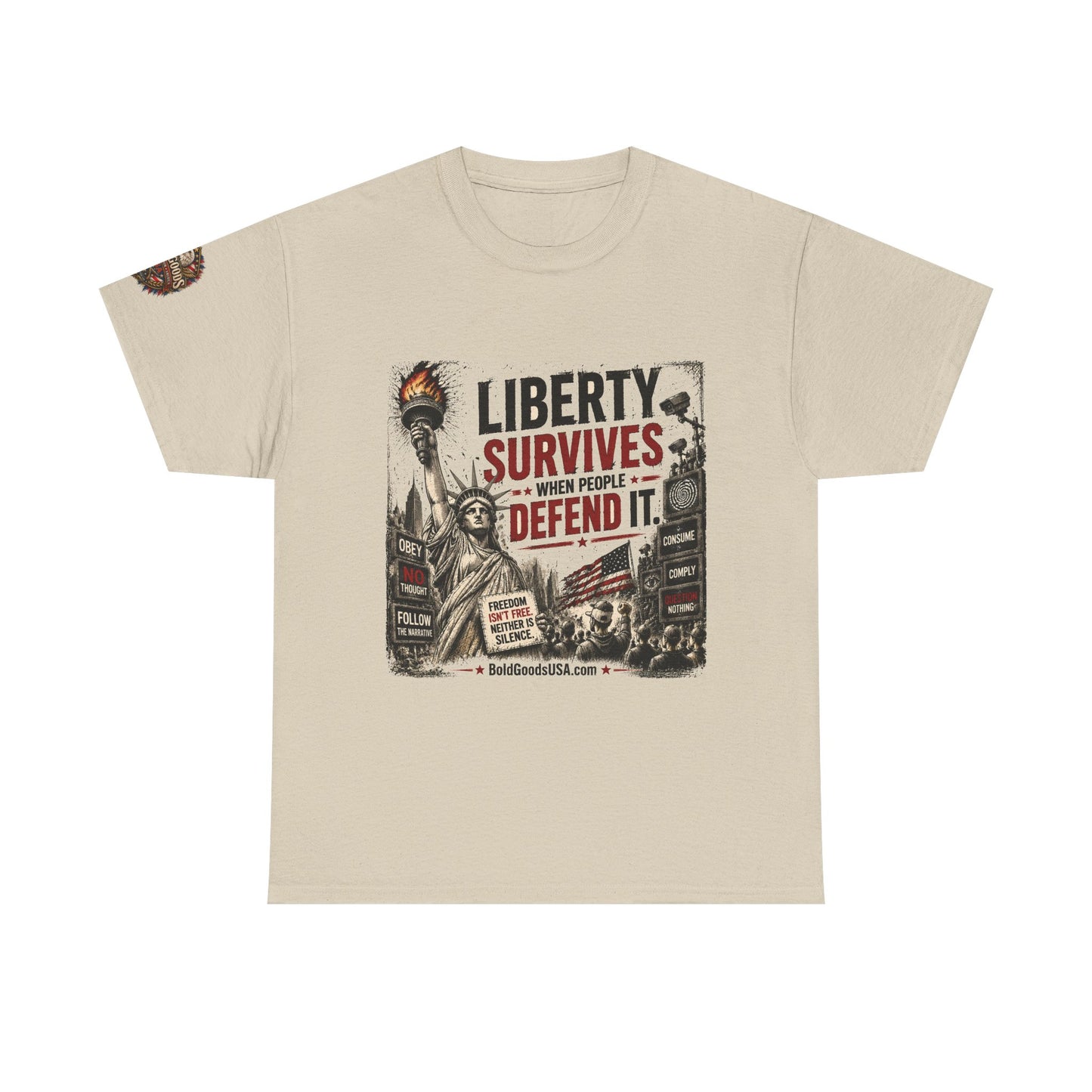 Freedom Isn't Free - Front Print + Sleeve Logo T-Shirt