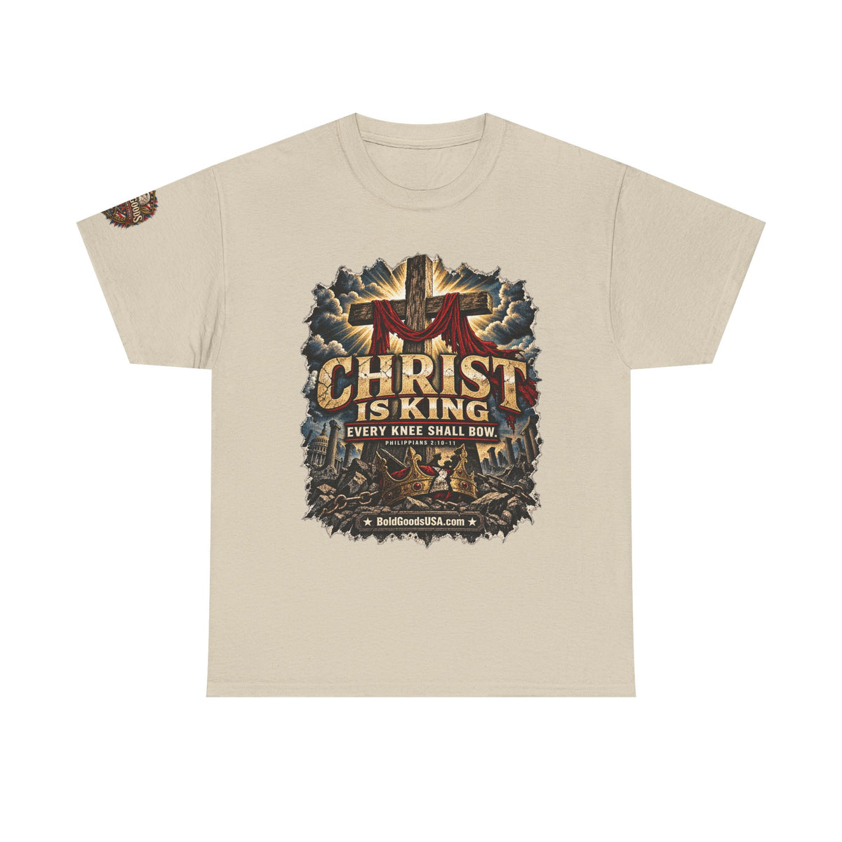 Christ is King –  Graphic T-Shirt | Front Print + Sleeve Logo