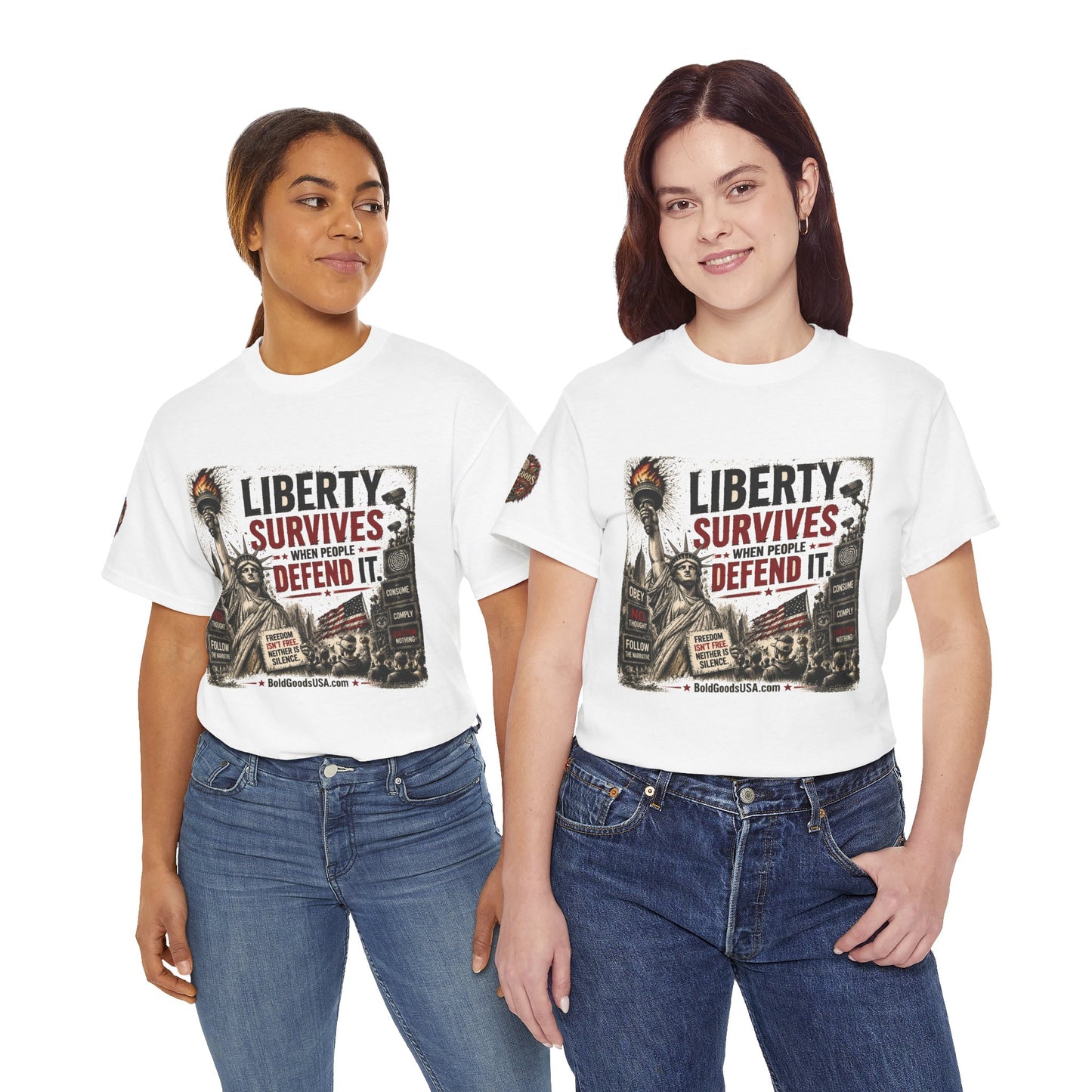 Freedom Isn't Free - Front Print + Sleeve Logo T-Shirt