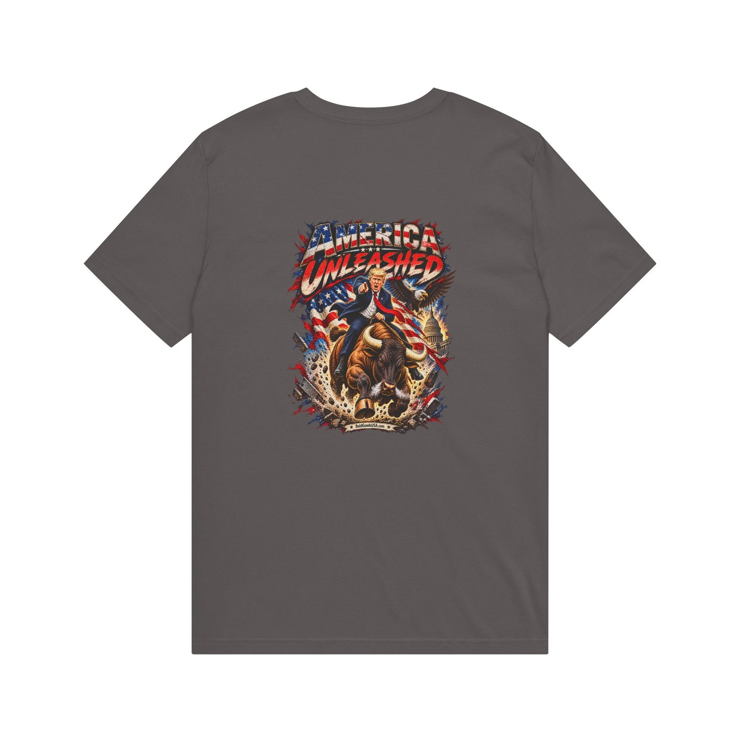 America Unleashed – Patriotic Graphic T-Shirt | Back Print + Chest Logo