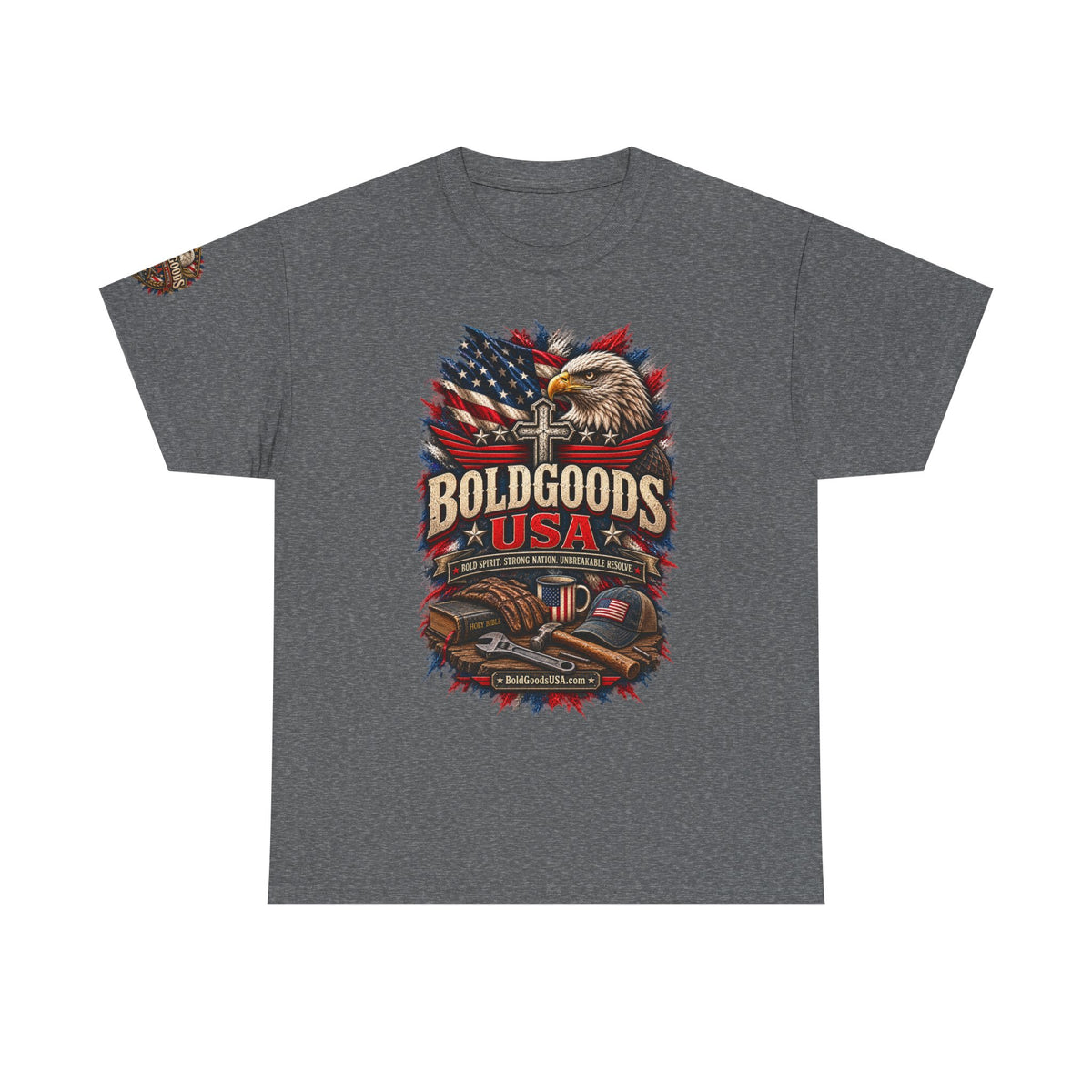 Boldgoods USA Eagle – Patriotic Graphic T-Shirt | Front Print + Sleeve Logo