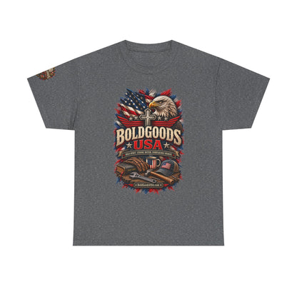 Boldgoods USA Eagle – Patriotic Graphic T-Shirt | Front Print + Sleeve Logo
