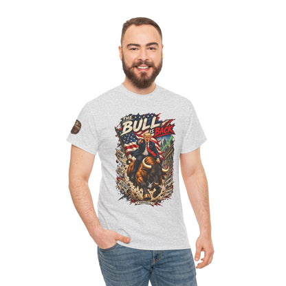 The Bull Is Back – Patriotic Graphic T-Shirt | Front Print + Sleeve Logo