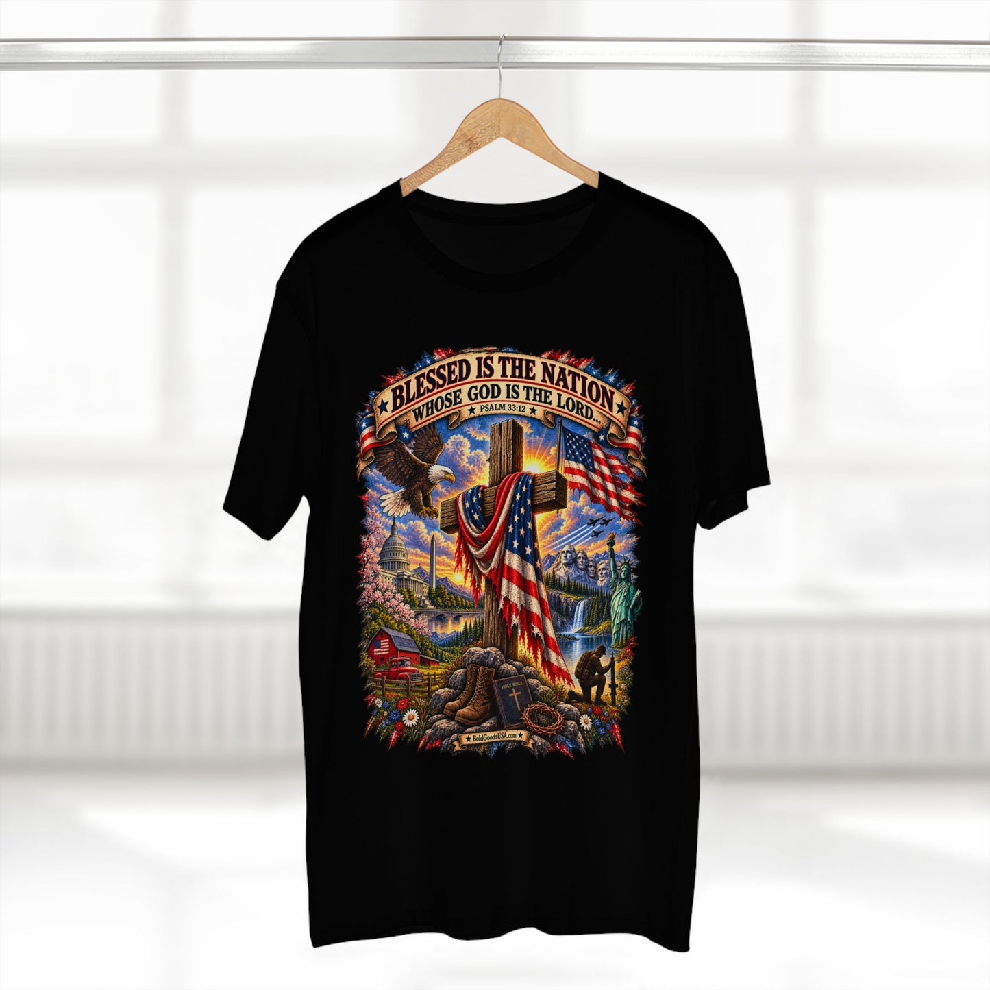 Blessed Is The Nation – Christian Patriotic Graphic T-Shirt | Front Print