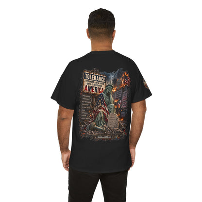 Tolerance — Graphic T-Shirt | Back Print + Sleeve Logo