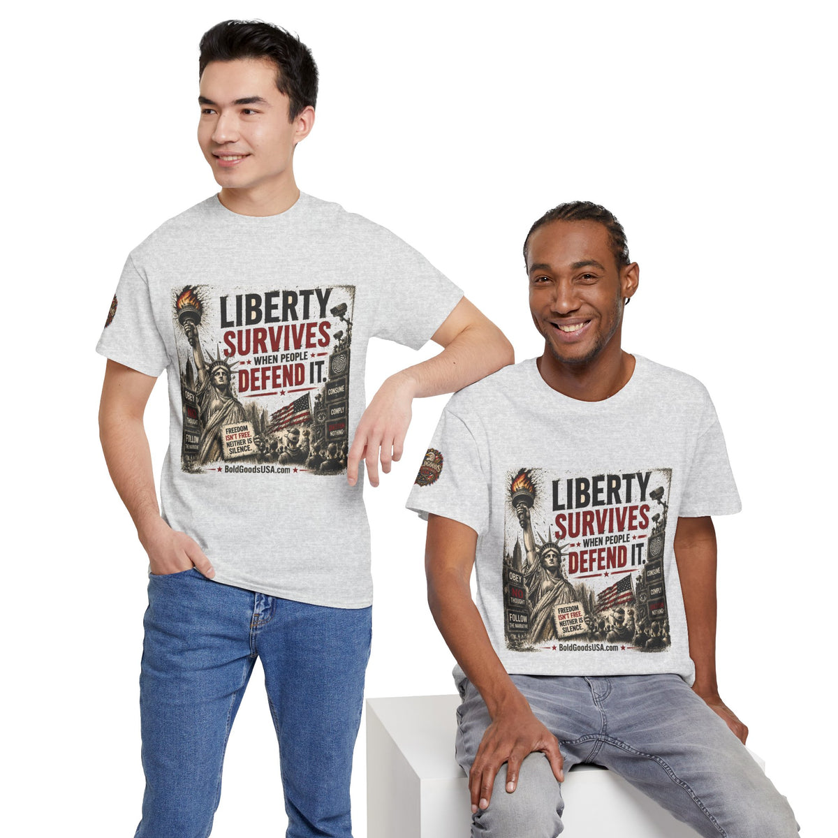 Freedom Isn't Free - Front Print + Sleeve Logo T-Shirt
