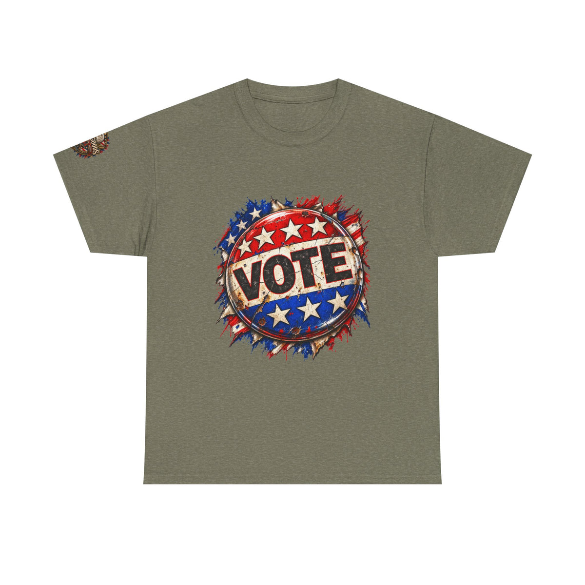 Vote Retro - Patriotic Graphic T-Shirt | Front Print + Sleeve Logo