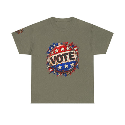 Vote Retro - Patriotic Graphic T-Shirt | Front Print + Sleeve Logo