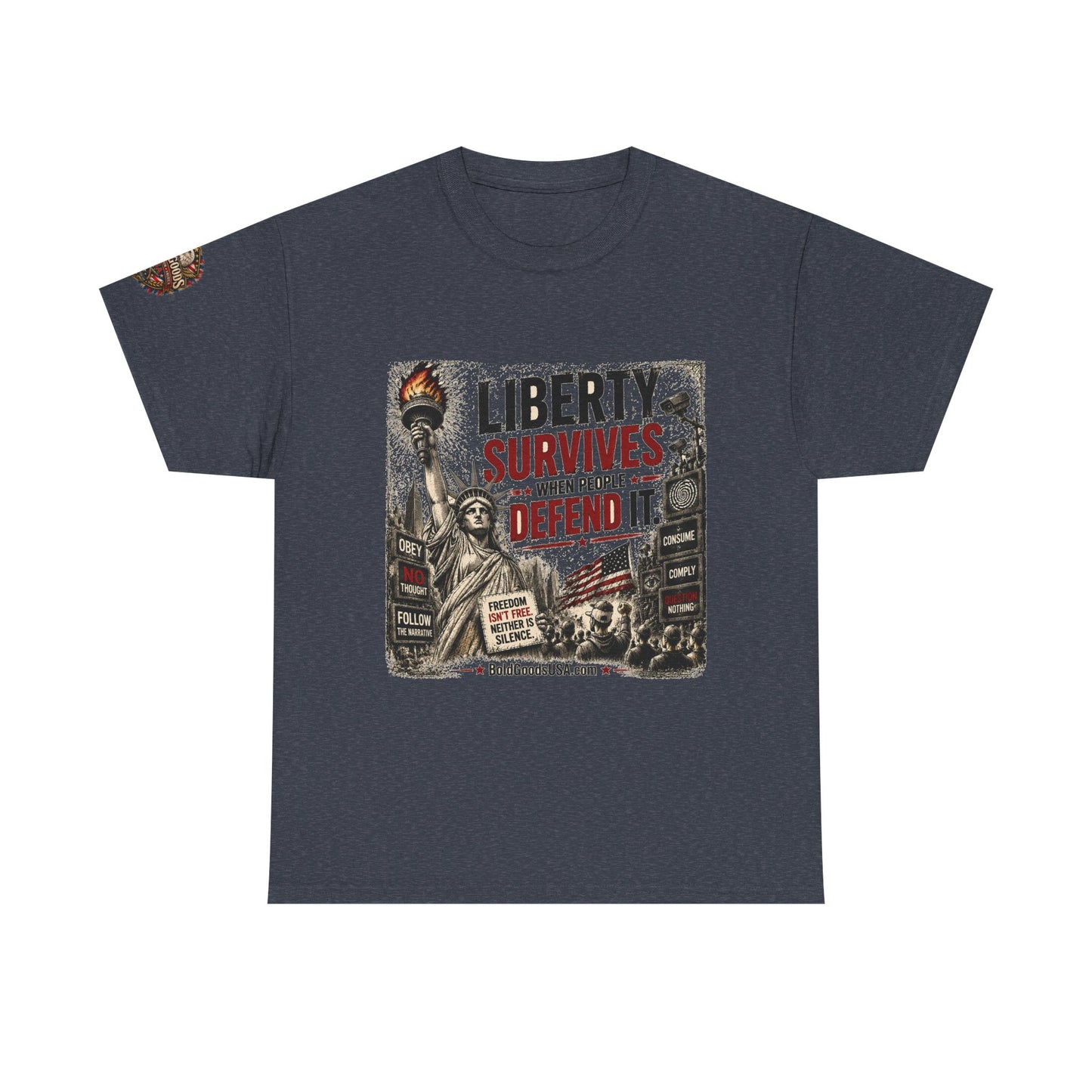 Freedom Isn't Free - Front Print + Sleeve Logo T-Shirt