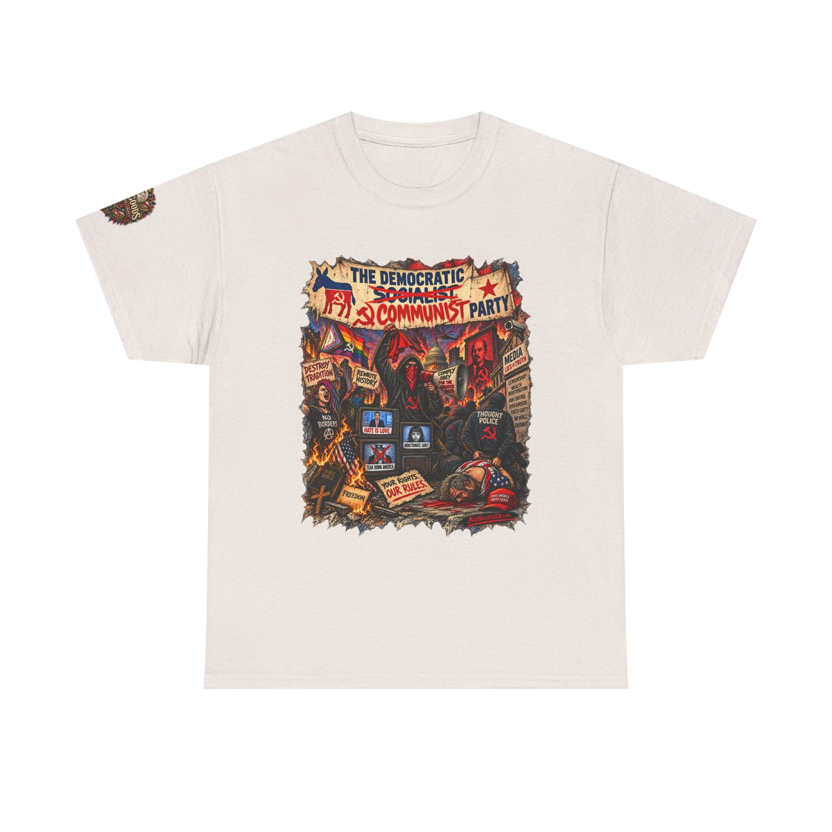 Communist Party - Front Print + Sleeve Logo T-Shirt