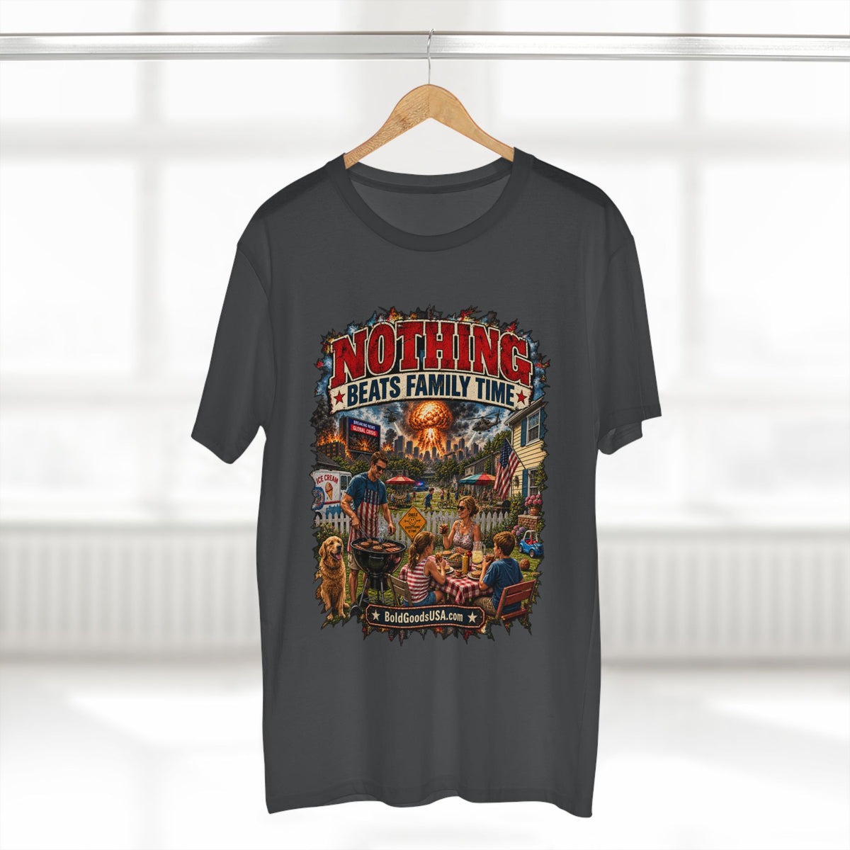 Nothing Beats Family Time – Satire Graphic T-Shirt | Front Print