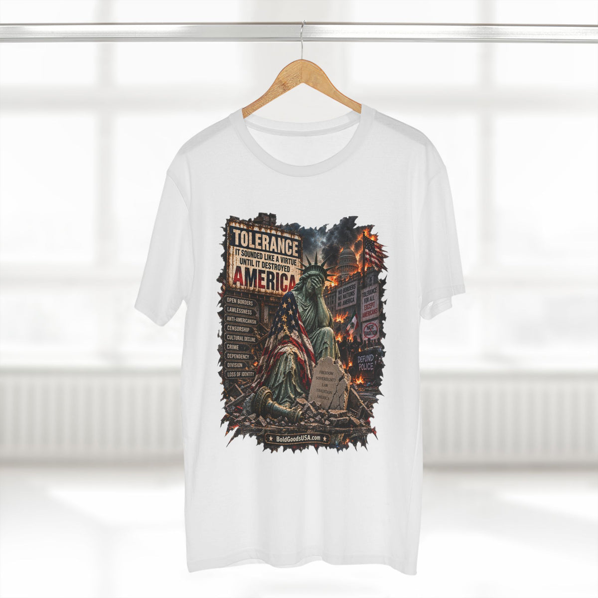 Tolerance – Political Satire Graphic T-Shirt | Front Print