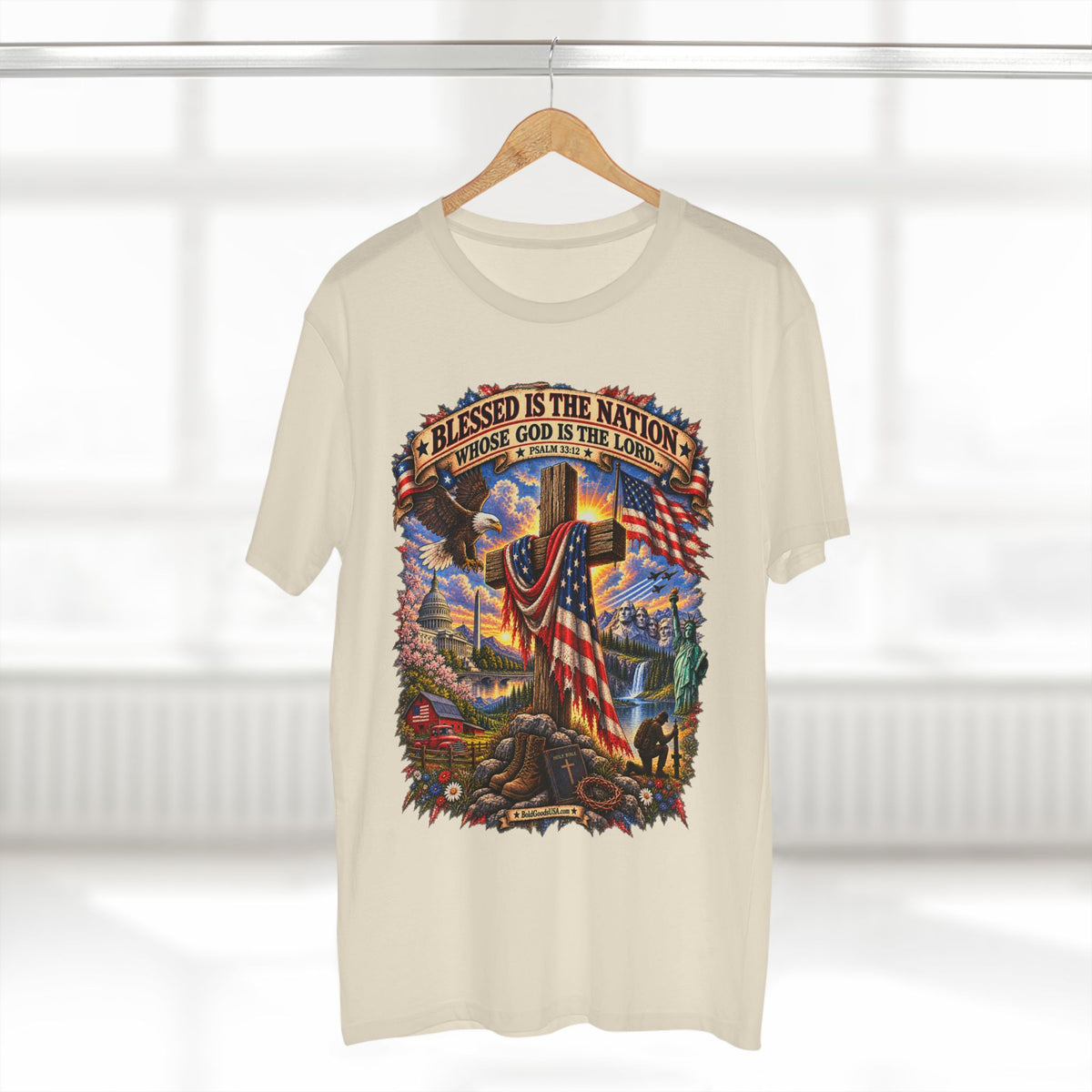 Blessed Is The Nation – Christian Patriotic Graphic T-Shirt | Front Print