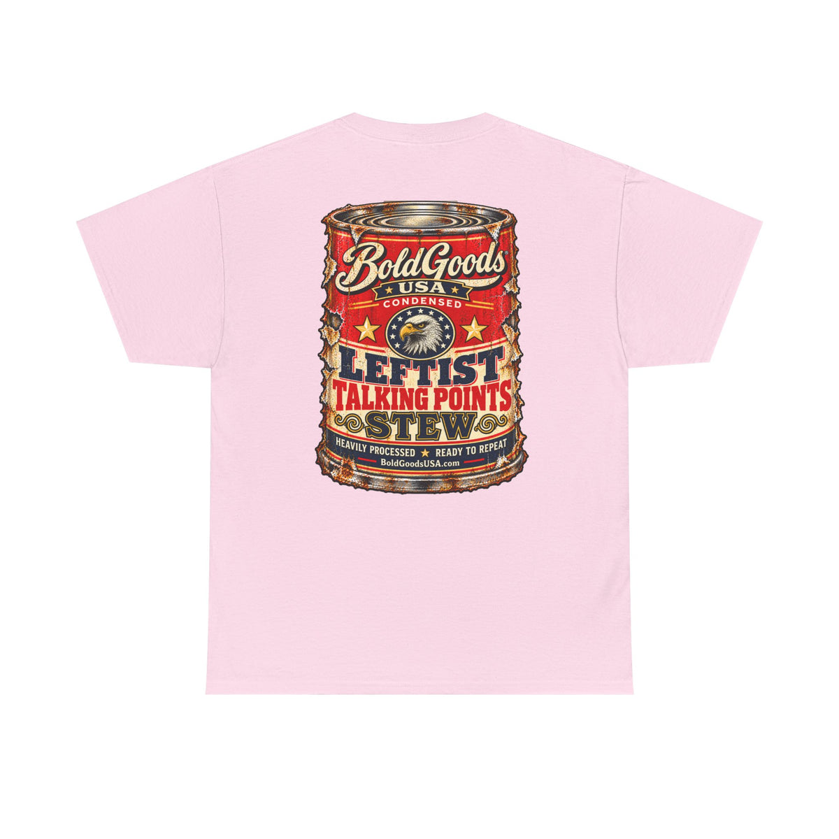 Leftist Talking Point Stew – Political Satire Graphic T-Shirt | Back Print + Chest Logo