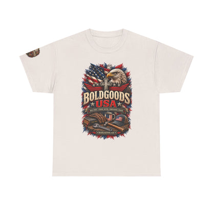 Boldgoods USA Eagle – Patriotic Graphic T-Shirt | Front Print + Sleeve Logo