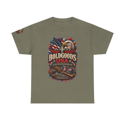 Boldgoods USA Eagle – Patriotic Graphic T-Shirt | Front Print + Sleeve Logo
