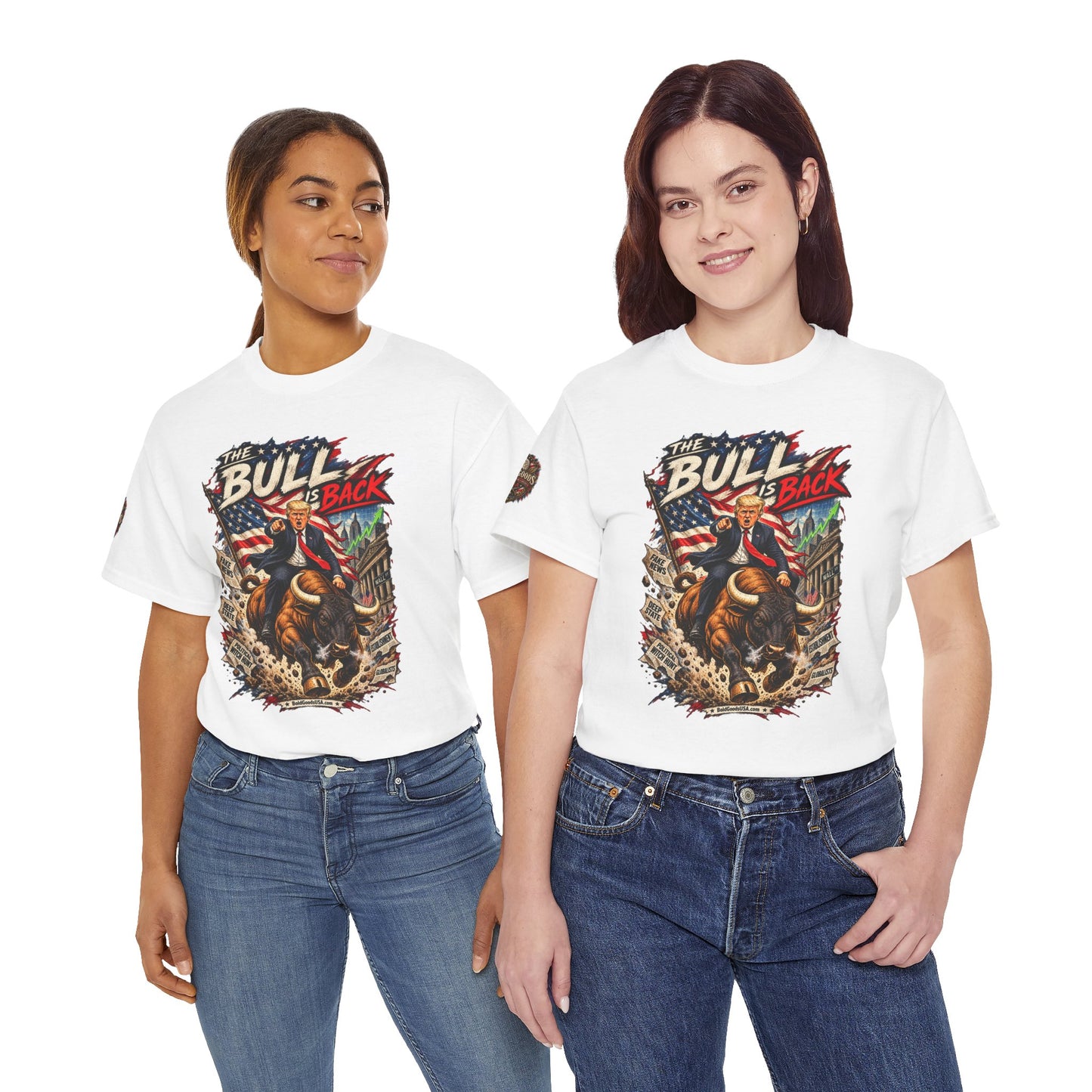 The Bull Is Back – Patriotic Graphic T-Shirt | Front Print + Sleeve Logo