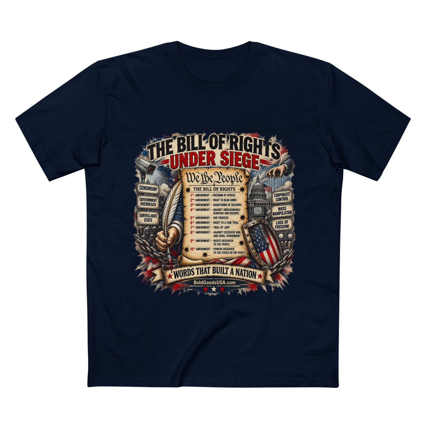 Bill of Rights – American Freedom Graphic T-Shirt | Front Print