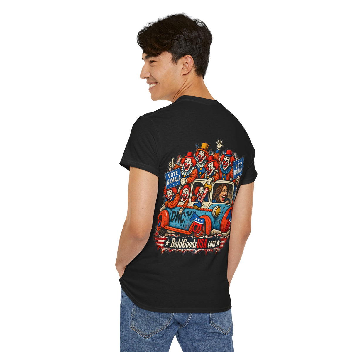 Vote Kamala – Political Satire Graphic T-Shirt | Back Print + Chest Logo